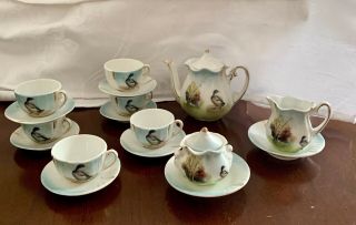 Vintage Porcelain Child’s Tea Set.  Hand Painted Ducks 1930’s
