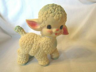 Vintage Sun Rubber Toy Lamb Head Moves.  Squeaks