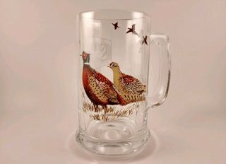 Vintage Schmidt Beer Glass Mug Wildlife Collector Series Ring - Neck Pheasants V