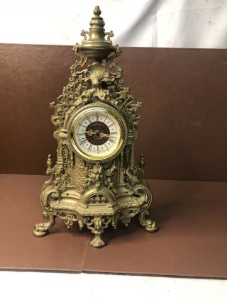 Vintage Italian Imperial Brass Mantel Battery Powered Clock