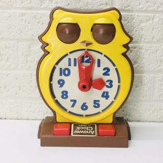 Vtg‼ 1975 Tomy Answer Clock Owl Analog Learning Homeschool Toy • Great‼