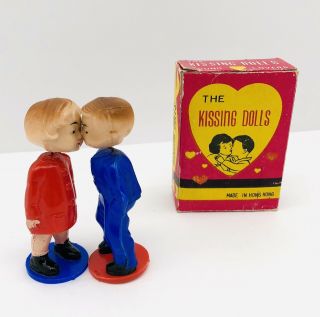 Vintage 1950s Magnetic Kissing Dolls Celluloid/plastic Figures Hong Kong