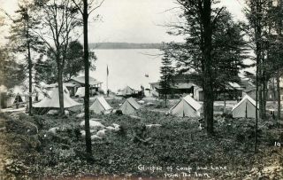 Zz509 Vtg Photo Rppc Camp Of The Woods,  Tents Lake,  Ny C Early 1900 