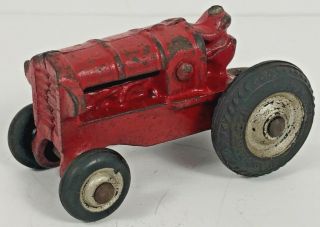 Vintage Red Cast Iron Arcade 2660 Tractor With Balloon Tires Missing Head