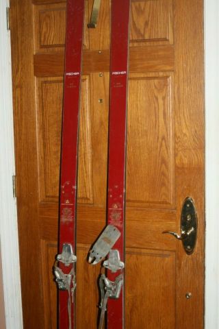 Vintage Fischer Alu Steel 210cm Skis With Marker Bindings