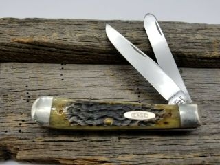 Vintage Case Xx Usa 1991 Green Bone G6254 Ss Trapper Knife