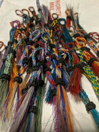 HAND BRAIDED HORSEHAIR KEYCHAINS MADE IN MONTANA STATE PRISON GROUP OF 10 RANDOM 2