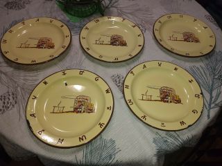 (5) Vintage Monterrey Western Ware 10 " Plates,  Enamelware.