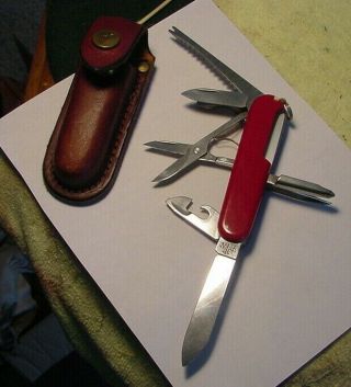 Vintage Victorinox Officier Suisse Swiss Army Knife,  Leather Sheath