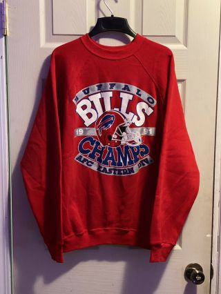 Vintage Tultex Buffalo Bills 1991 Afc Champions Sweatshirt Large