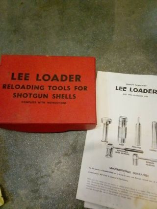 Vintage Lee Loader Reloading Set 12 Guage Shotgun W/ Instructions And More