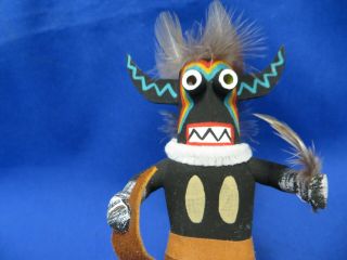 Navajo Hand Crafted Angry Warrior Kachina Doll Wood Feather Bertha Chavez Dine 