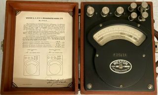 Vintage Weston Ac/dc Ammeter Model 370 No.  8768 In Wooden Case
