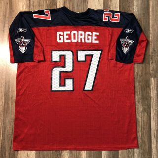 Vintage Eddie George 27 Tennessee Titans NFL Reebok Alternate Red Jersey 2XL 2