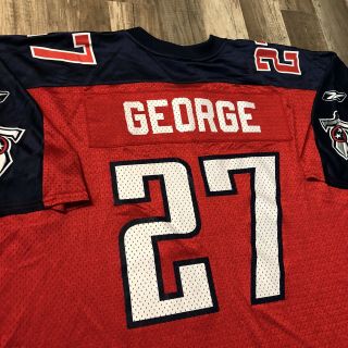 Vintage Eddie George 27 Tennessee Titans NFL Reebok Alternate Red Jersey 2XL 3