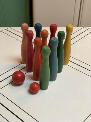 10 Pin Skittles Game Vintage Bowling 2 Ball 