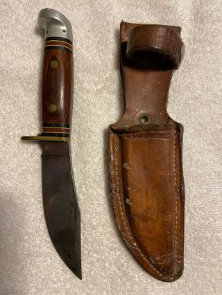 Vintage Western W88 - C Buck Type Knife With Wood Handle And Sheath