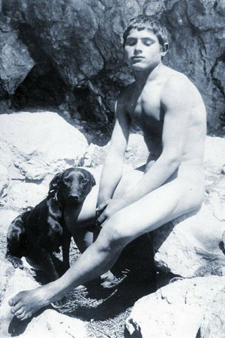 Study Of A Nude Boy With Dog,  Baron Wilhelm Von Gloeden 1890s (reprint)