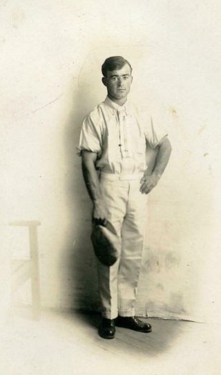Ph284 Vtg Photo Rppc Young Man Holding Hat " Mother 