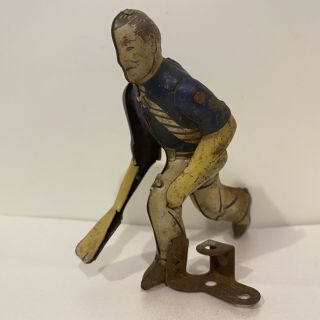 Vintage Antique Tin Litho Mechanical Toy Part Man Playing Sport Flipper In Hand
