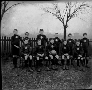 Vintage Photo Negative School Football Team England 1907 Class Boys Manchester