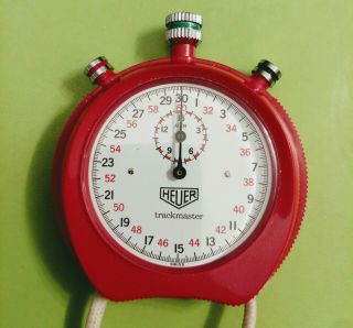 Heuer - Leonidas Vintage Swiss Trackmaster Stopwatch Box Red Number 8042