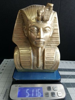 Egyptian King Tut Pharaoh Tutankhamun Head Bust Mask 9 1/2 " Tall Figurine Heavy