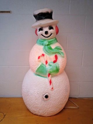 Vintage Snowman Blow Mold Lawn Decoration 40 " Tall Union Products