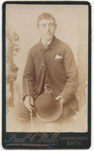 Cdv Young Victorian Man With Bowler Hat Carte De Visite By Mills Of Bath