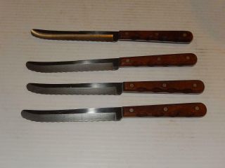 Vintage Case Xx M 254 Miracl - Edge Serrated Steak Knife 4 - 1/2 " Rosewood Handle