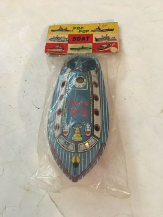 Pop Pop Catcher Boat Ship Japan Tin Toy In Bag From The 1960 