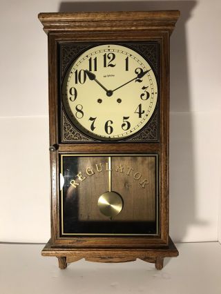 Vintage Viking Regulator Wall Clock - Hermle 131 - 030 Movement W/chimes - Wood Case