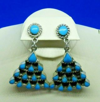 Vintage Mexican Sterling Silver & Turquoise Dangle Earrings