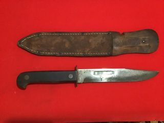 Vintage Royal Brand Cutlery 7” Fixed Blade Bowie Knife With Leather Sheath
