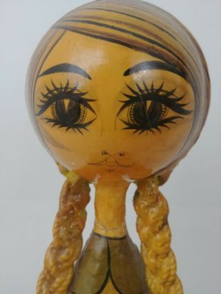Vintage Ser Mel Paper Mache Mexican Folk Art Lady Doll Figurine 14.  5 