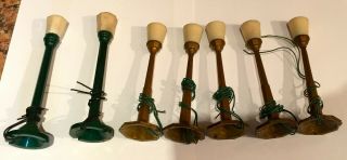 8 Vintage Lionel O S Scale Model Train Layout Wired Street Lights Lamps W/ Bulbs