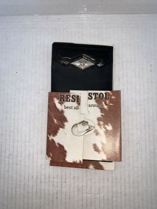 Resistol Western Men’s Black Leather Wallet W/silver Tone Concho