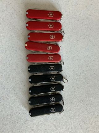 10 Assorted Victorinox (swiss Army) Classic Sd Pocket Knives 5 Red 5 Black 58mm