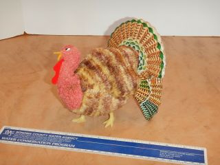 Vintage,  1960s Wind Up Tin Litho And Cloth Turkey Toy,  Japan -
