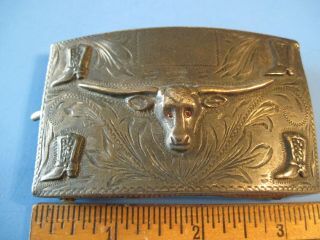 Vintage Hand Engraved Sterling Silver Mexican Western Belt Buckle 57 Gram