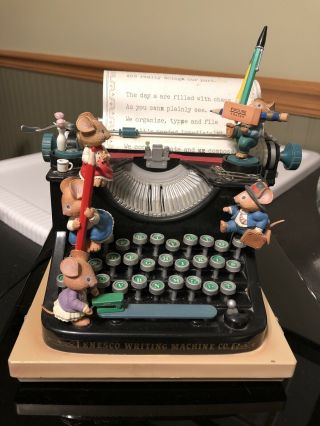 Vintage Enesco Small World Of Music Animated Typewriter Mice Whistle While Work