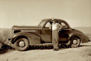 1930s Era Photo Negative Car Sport Coupe Roadster On A Dirt Road Stretch Fenders