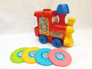 Vintage Tomy Tuneyville Musical Choo Choo Train With 4 Records - 1998 -