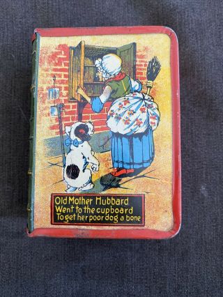 Vintage Kirchhof Old Mother Hubbard Tin Litho Book Motif Bank 1930 