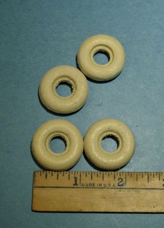 4 White Rubber Tires 1 - 1/8 " Hubley Champion Kenton Cast Iron With Old Look