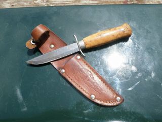 Collector Vtg C.  Andersson Mora Fixed Blade Knife Leather Scout Sheath - Sweden