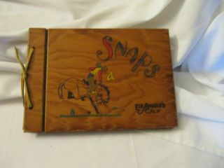 Vintage Snapshots Photo Album Scrapbook Craft Wooden Snaps Bucking Horse Cowboy