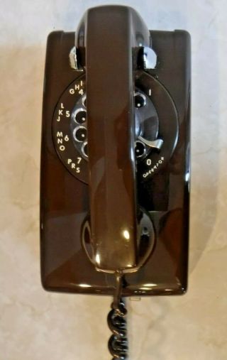 Vintage Chocolate Brown Rotary Dial Wall Mount Itt Telephone Model 554