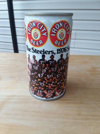 Vintage " Iron City " Beer Can - Bowl 1976 Steelers - Steel Pull Tab