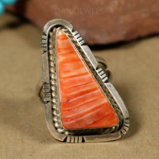 Old Pawn Vintage 1 3/8 " Tall Navajo Big Bold Sterling Spiny Oyster Ring Size 8